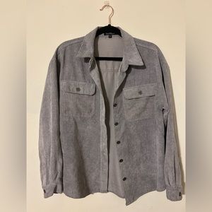 Women’s Gray Button Up Lightweight Corduroy Jacket